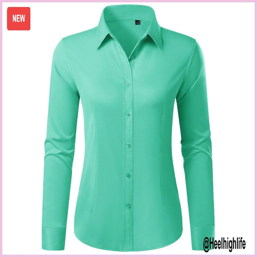 Wrinkle-Free Long Sleeve Button Down Shirt Classic Fit Business Casual
